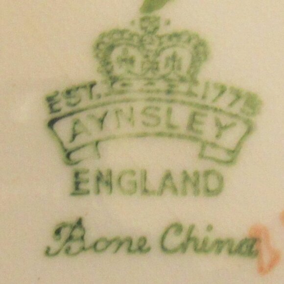 Aynsley Tea Cup and Saucer, Soft Beige and Spring Floral, Corset Shape, H28 - Picture 8 of 8